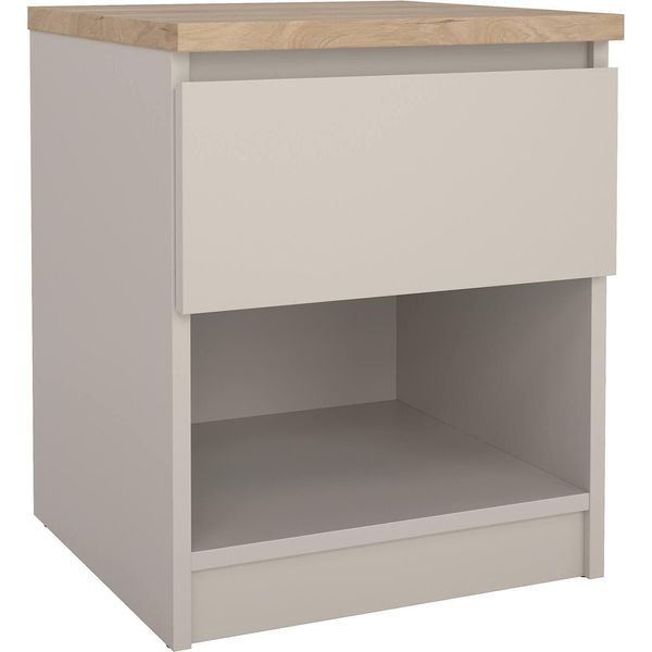 Dmora Comodino Solantra 40X40.4X49.5H Cm Beige, Un Cassetto Apertura Scorrevole-image