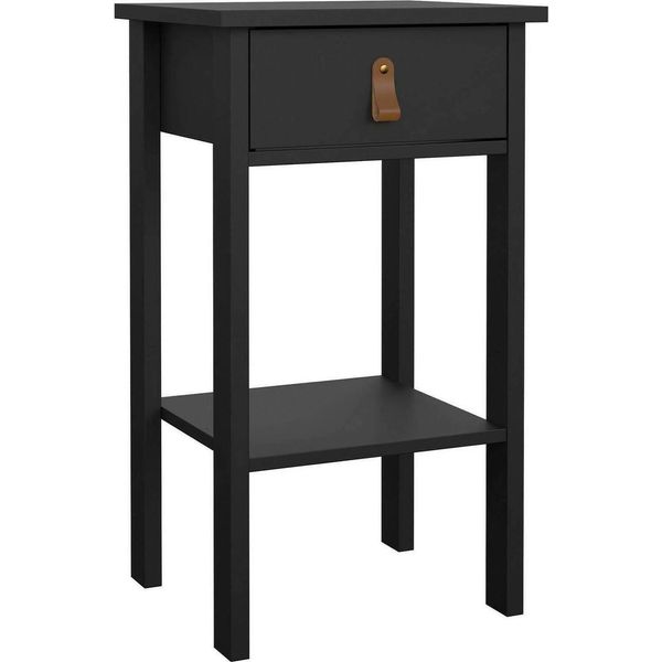 Dmora Comodino Inday 34.2X40X70.1H Cm Nero, 3 Cassetti Apertura Scorrevole-image