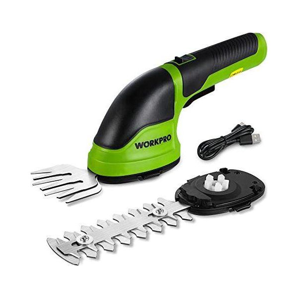Workpro Cesoie Da Giardino 3,6 V, Maneggevole Erba Arbusti Elettrico 2 Lame 2.000 Mah Batteria -C -Cavo, In 1 Tagliabordi Larghezza Di Taglio 7,5 Cm, Lunghezza-image