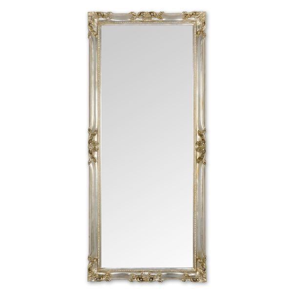 Mo.Wa Specchio Da Parete Specchio Classico Barocco 62X142 Foglia D'argento Antico Specchio A Figura Intera Cornice In Legno Specchio Da Pavimento Specchio Da Corridoio Specchio Guardaroba Specchi Antichi-image