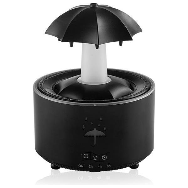 Inf Diffusore Di Aromi A Goccia Rotante - Umidificatore Ad Ultrasuoni Con Luce Led 7 Colori Nero-image