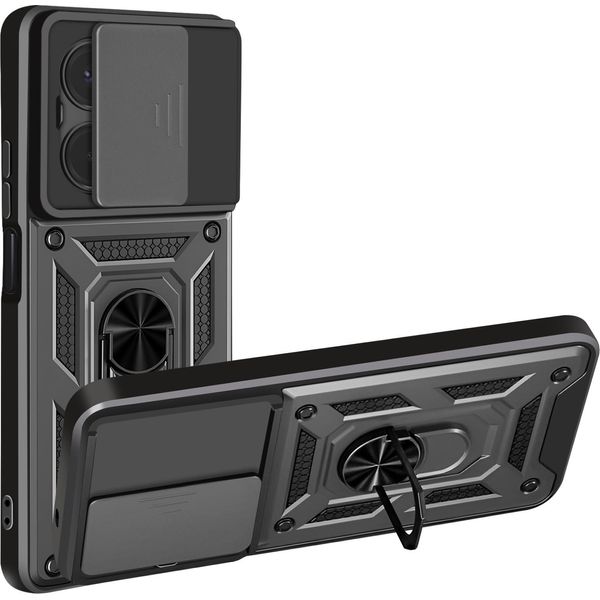 Avizar, Custodia Antiurto Per Redmi 15C Con Supporto Scorrevole Per La Fotocamera, Nero-image
