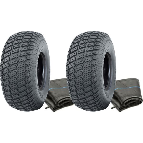 Set Of 2 - 15X6.00-6 4Pr Wanda P332 Grass Tyre Tl & 15X6.00-6 TR13 Tube-image