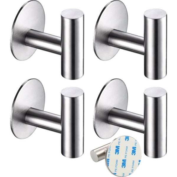 Camerazar Set Di Ganci Per Bagno 4 Pezzi Argento Autoadesivi-image