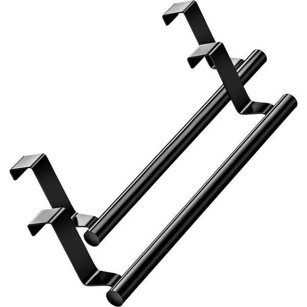 Camerazar Appendini 2Pcs Nero Per Armadio Cucina Porta Bagno Porta Asciugamani-image