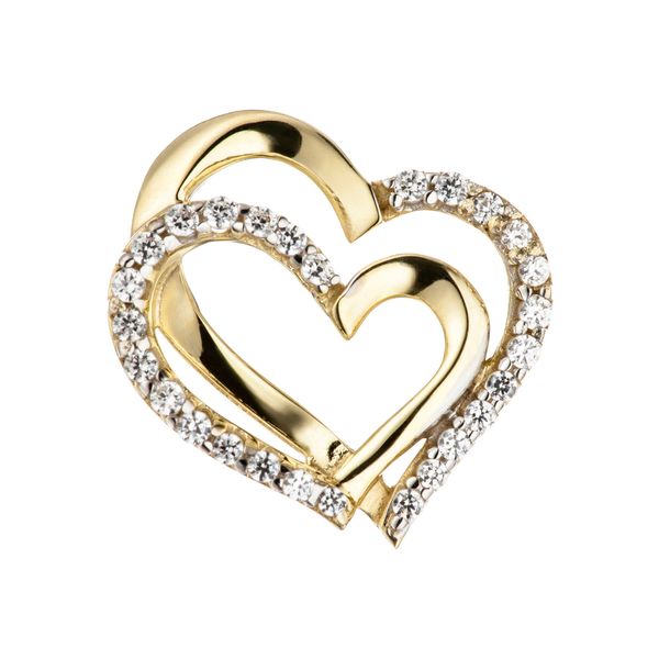 HerzanhäNger Jobo "AnhäNger Herz Herzen", Gold (Gelbgold 333), SchmuckanhäNger, Damen, Gelbgold 333, 333 Gold Mit 27 Zirkonia-image