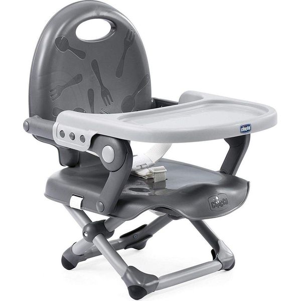 Seggiolino Chicco Pocket Snack Per Bambini Da 6 Mesi A 3 Anni 15Kg, Seggiolone Portatile E Regolabile Con Chiusura Compatta E Vassoio Estraibile Grigio Scuro-image