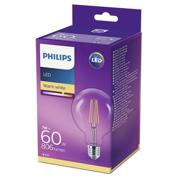 Philips Led Globo G93 E27 Non Dimmerabile Chiaro Bianco Caldo 60W-image