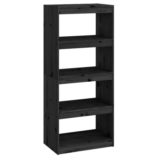 Libreria/Divisorio Nero 60X30X135,5 Cm In Legno Di Pino Massiccio-image