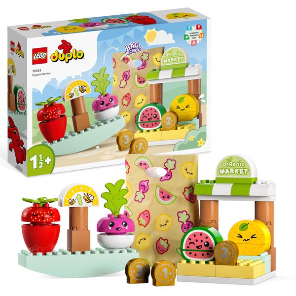 Lego 10983 Duplo Il Mio Primo Mercato Biologico, Set Di Negozi Per Bambini E Bambine, Giocattolo Educativo Per Bambini Da 1,5 Anni, Accessori Per Frutta E Verdura-image