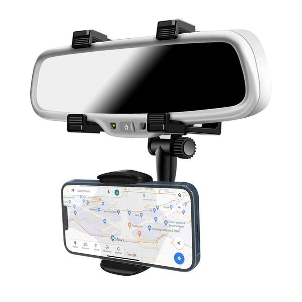 Supporto Per Smartphone Per Auto Attacco Allo Specchio Ruotabile A 360° - Nero-image