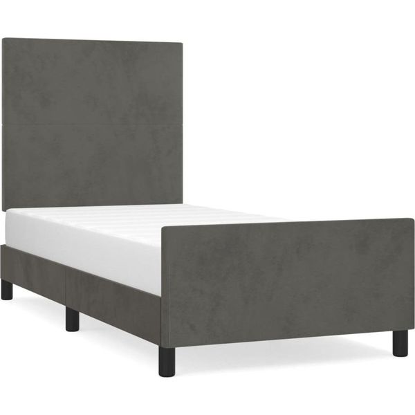 Vidaxl Struttura Letto Senza Materasso Grigio Scuro 100X200 Cm Velluto-image