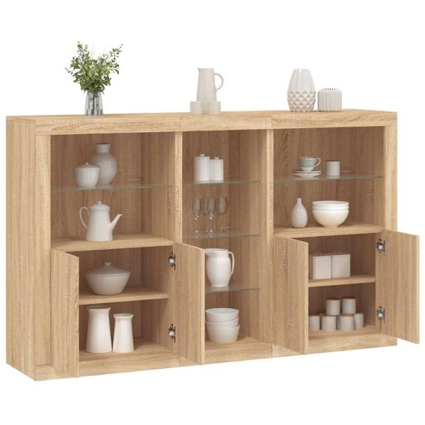 Vidaxl Credenza Con Luci Led Rovere Sonoma 162X37X100 Cm-image