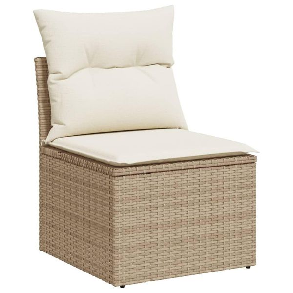 Vidaxl Poltrona Da Giardino Senza Braccioli Con Cuscino Beige Poly Rattan-image