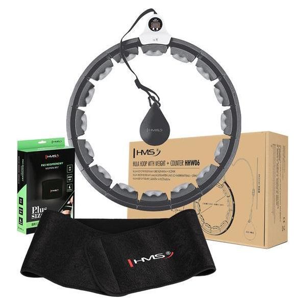 Set Hula Hop Hhw06 Nero Con Palla A Gravità E Contatore Hms + Cintura Br163 Nero Plus Size-image