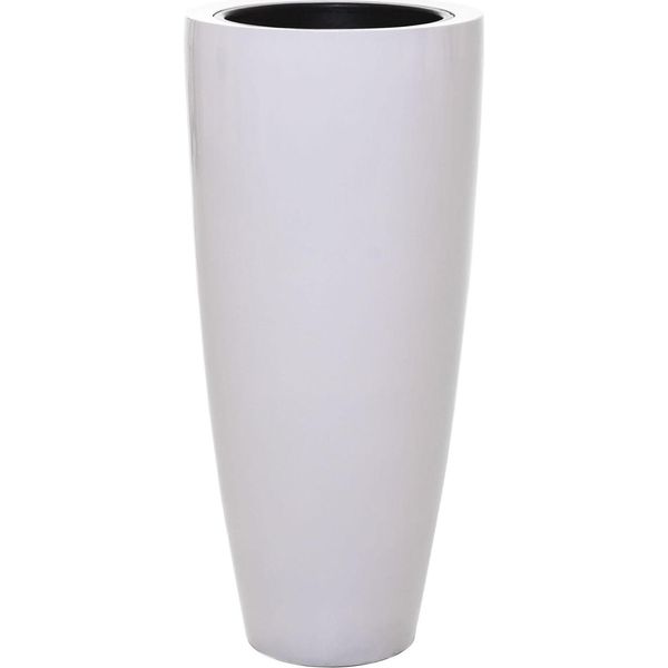 Vivanno Vaso Da Fiori In Fibra Di Vetro City Rotondo, Bianco Lucido - 47X100 Cm-image