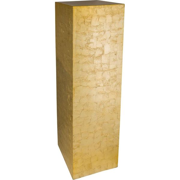 Vivanno Podio In Fibra Di Vetro Podio Colonna, Effetto Foglia D'oro Lucido - 30X30X100 Cm-image