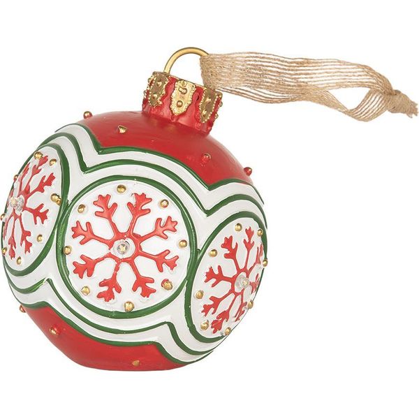 Clayre & Eef Ornamento Natalizio Albero Di Natale Baubles Ø 12X14 Cm Plastica Rossa-image