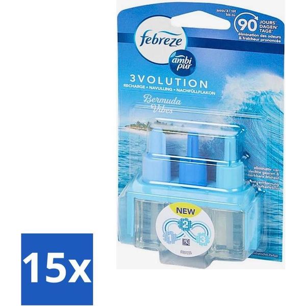Ambi Pur 3Volution - Ricarica Bermuda Vibes - Deodorante Per Ambienti - 20 Ml - Confezione Risparmio - 15 Pezzi-image