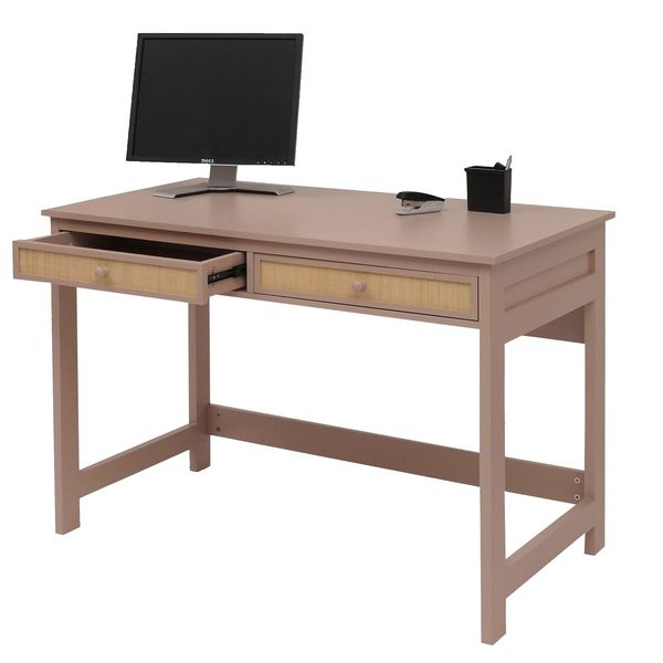 Schreibtisch MCW-O36, BüRotisch Laptoptisch Arbeitstisch, Schublade 78X110X60Cm Holz ~ Helltaupe-image