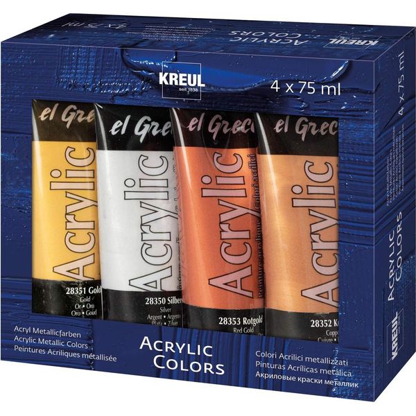 Kreul 28270 Kreul Acrylfarbe El Greco Acrylic Metallic, 75 Ml, 4Er-Set-image