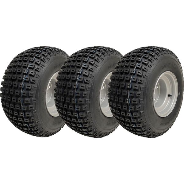 18X9.50-8 Pneumatico Knobby Atv Montato Su Cerchio A 4 Perni 100Mm Pcd Wanda P322 (Set Di 3)-image