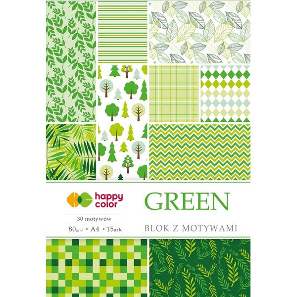 Happy Color A4 80G 15 Fogli Con Motivi Verde-image