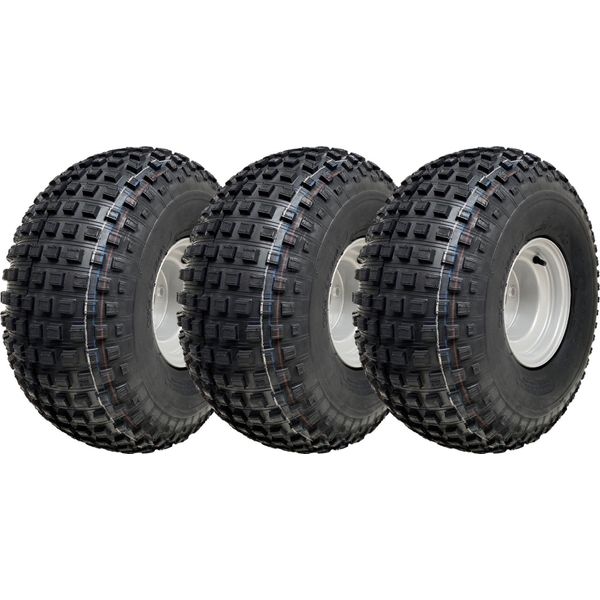 22X11.00-8 Pneumatici Atv Knobby 4 Stud Rim Trailer Quad Wheels 100Mm Pcd (Set Di 3)-image