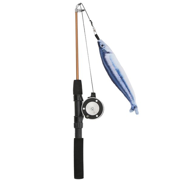 Bastone Divertente Del Gatto, Giocattolo Del Gatto Della Canna Da Pesca, Giocattoli Divertenti Interattivi Del Gatto, Giocattolo Telescopico Della Canna Da Pesca Della Puleggia, Bastone Telescopico Del Gatto Del Pesce, Giocattoli Del Gatto-image