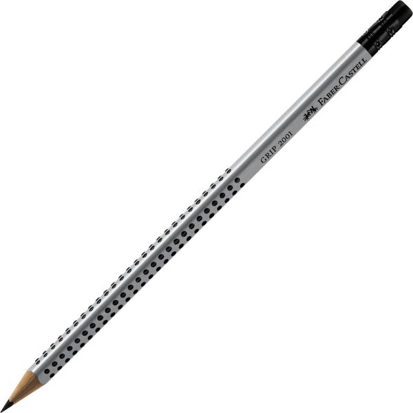 Faber-Castell 117200 Bleistift Grip 2001 Mit Radierer - Hb, Silbergrau-image