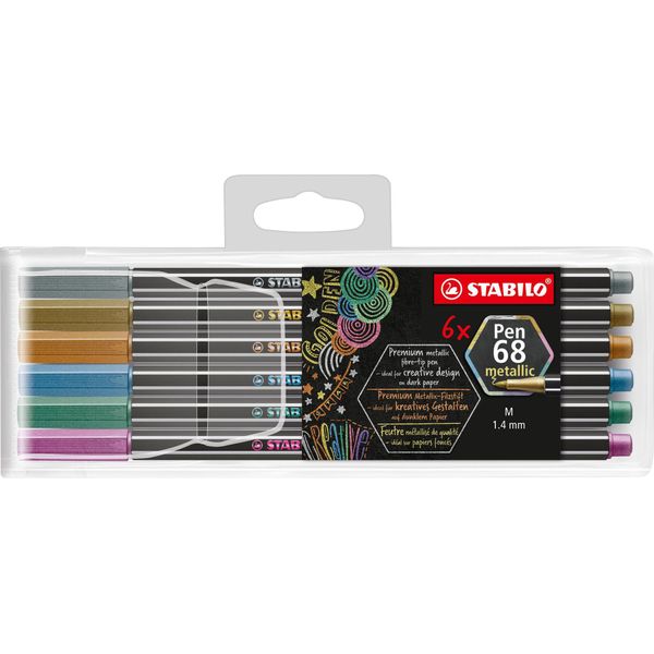 Stabilo 6806/8-11-01 Marcatore Medio Rame, Oro, Blu Metallizzato, Verde Metallizato, Viola Metallico, Argento 6 Pz-image
