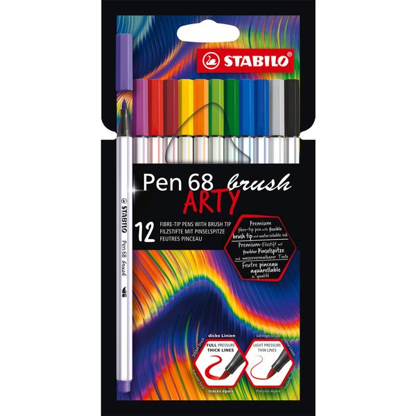 Stabilo Pen 68 Brush Arty Marcatore Colori Assortiti 12 Pz-image