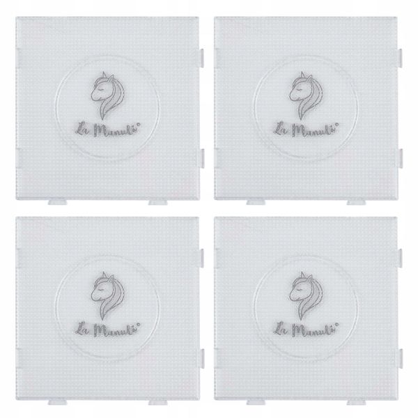 La Manuli 4X Piastre Per Perline, Set Di Piastrine, Piastrina Quadrata (14,5 X 14,5 Cm), Per Perline Mini Da 2,6 Mm, Trasparente-image