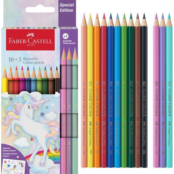 Pastelli "Unicorno"", 10 Colori + 3 Colori Pastello, Esagonali, FABER-CASTELL 111219"-image
