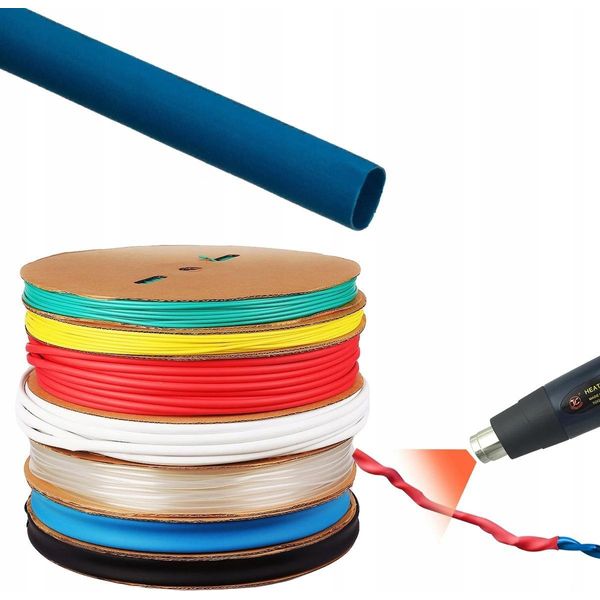 Rosfix Guaina Termorestringente – Blu 28 Mm X 1 M | Rapporto Di Restringimento 2:1, Autoestinguente, Intervallo Di Temperatura Da -30 A 125 °C-image