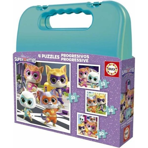 Progressive Puzzle Case - Educa - Superkitties - 12+16+20+25 Pieces-image