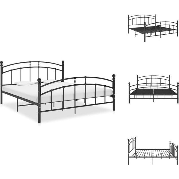 Vidaxl Struttura Letto In Metallo Nero 160X200 Cm - Letti E Strutture Letto-image