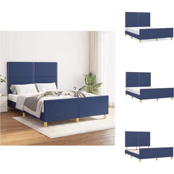 Vidaxl Struttura Letto Con Testiera In Tessuto Blu 140X200 Cm - Letti E Strutture Letto-image