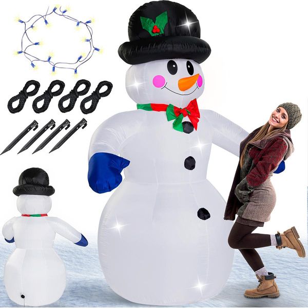 Monzana® Pupazzo Di Neve Gonfiabile Xxl 240Cm Luci Led Decorazione Natalizia Giardino Addobbi Natale Esterni Interni-image