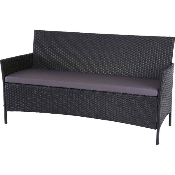 Panchina Da Giardino A 3 Posti In Poly-Rattan Halden, Panca ~ Antracite, Cuscini Antracite-image