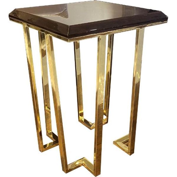 Casa Padrino Tavolino Art Deco Marrone Scuro/Oro 50 X 50 X H. 68 Cm - Mobili Da Salotto Art Deco-image