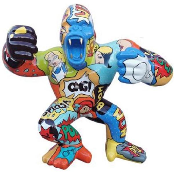 Casa Padrino Scultura Decorativa Di Design Gorilla Scimmia Colorata 80 X 40 X H. 70 Cm - Figura Decorativa Resistente Alle Intemperie - Decorazione Soggiorno Giardino Terrazza-image