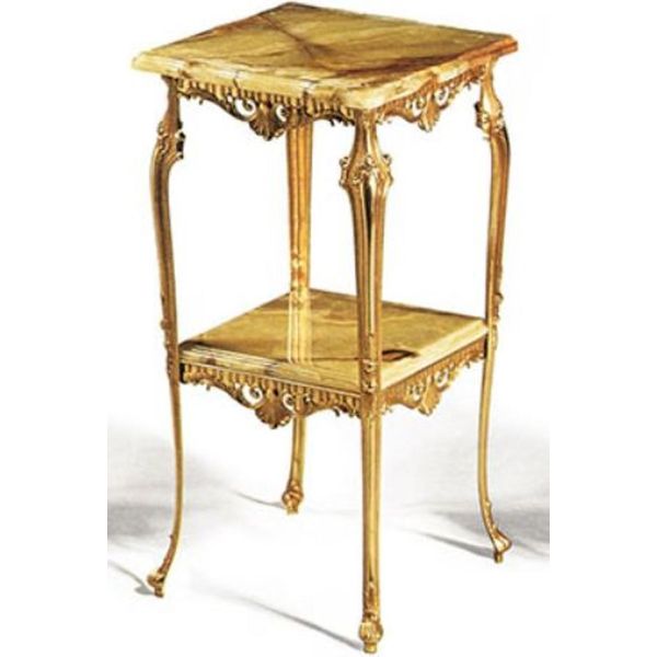 Casa Padrino Tavolino Barocco Oro/Beige 40 X 40 X H. 72 Cm - Tavolino In Ottone Nobile Con Piano In Marmo - Mobili Da Salotto Barocchi - Qualità Lusso-image