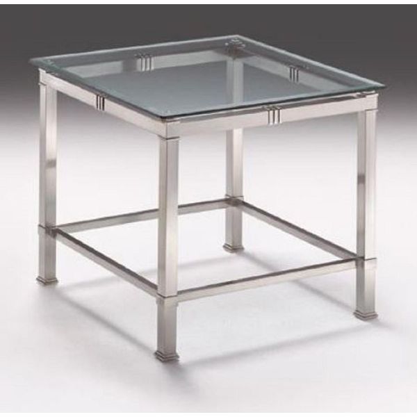 Tavolino Casa Padrino Argento 60 X 60 X H. 48 Cm - Tavolino Quadrato In Ottone Con Piano In Vetro - Mobili Per Il Soggiorno-image