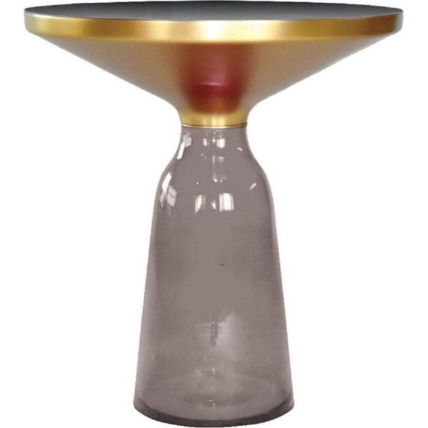 Casa Padrino Tavolino Nero / Grigio / Oro Ø 50 X H. 53 Cm - Tavolino Rotondo In Vetro - Mobili Da Salotto Moderni-image