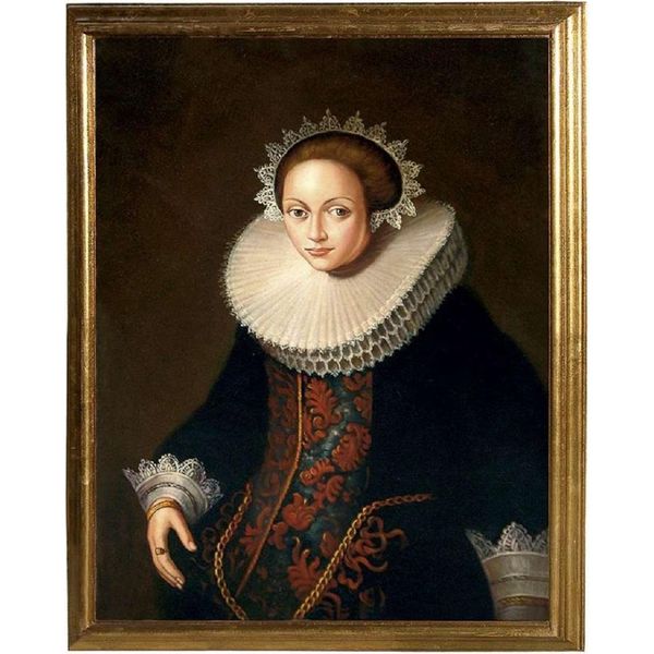 Casa Padrino Luxury Baroque Oil Painting Lady Multicoloured / Gold 55 X H. 65 Cm - Dipinto A Mano In Stile Barocco - Decorazione Murale Barocca-image