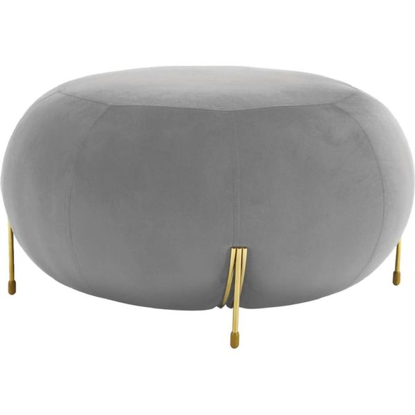 Casa Padrino Sgabello Rotondo In Velluto Grigio/Oro Ø 80 X H. 40 Cm - Sgabello Rotondo Moderno - Sgabello Da Salotto - Mobili Da Salotto Moderni-image