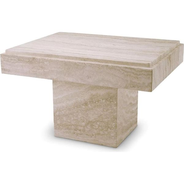 Casa Padrino Luxury Travertine Side Table Beige 65 X 50,5 X H. 40,5 Cm - Tavolino In Pietra Naturale - Mobili Soggiorno - Mobili Hotel - Mobili In Travertino - Mobili - Arredamento-image