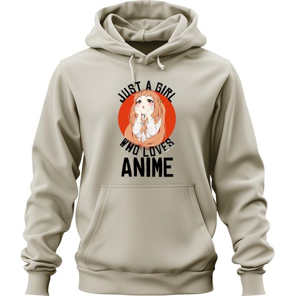 Just A Girl Who Loves Anime Anime Girl Otaku Manga Kawaii Fan Unisex Felpa Con Cappuccio, Nature, Xxl-image