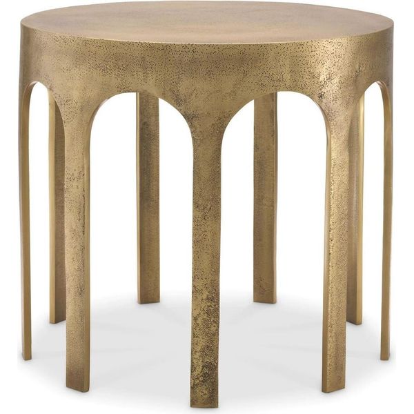 Casa Padrino Tavolino In Ottone Vintage Ø 55 X H. 50 Cm - Tavolino Rotondo In Alluminio - Mobili In Alluminio - Mobili Per Il Soggiorno - Mobili - Arredamento - Arredamento Per Il Soggiorno-image